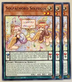 Yugioh! 3x Solfachord Solfegia DOOD-EN020 Common 1st Ed NM - Image 1