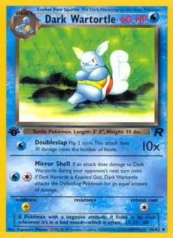 Dark Wartortle 46/82 Uncommon Team Rocket 1st Edition Non Holo Pokemon Card - Image 1