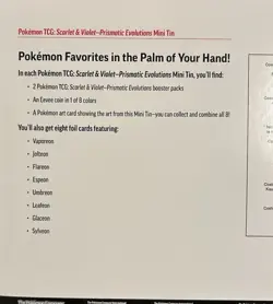 Pokemon TCG Prismatic Evolutions Costco 8 Mini-Tin Bundle w/ Promo Cards NEW - Image 3