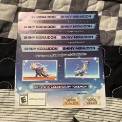 4 Pokemon Scarlet & Violet Shiny Koraidon Miraidon Code Card - Image 1