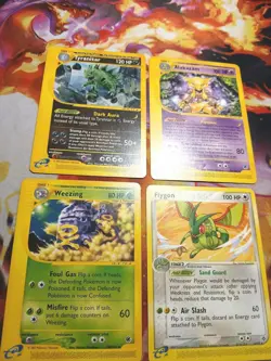Pokemon TCG E Reader 4 Card Lot Weezing, Alakazam, Flygon, Tyranitar - Image 1