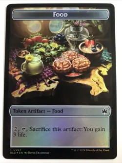 MTG Bloomburrow Food Rust-Shield Rampager Double-Sided Foil Token NM - Image 1
