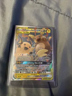 Pokemon TCG Holo Ultra Rare Raichu and Alolan Raichu GX Tag Team - Image 1
