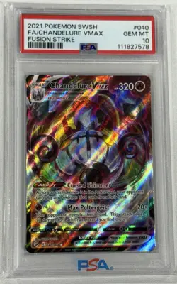 2021 Pokemon SWSH Chandelure VMAX #40 040/264 Holo Fusion Strike PSA 10 GEM MT - Image 1