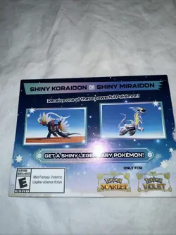 Pokemon Scarlet And Violet Serial Codes Shiny Koraidon or Miraidon UNSCRATCHED! - Image 2