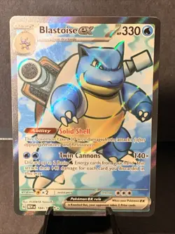 Pokemon TCG Blastoise ex 184/165 Full Art Ultra Rare Scarlet & Violet 151 NM - Image 1