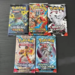 Pokemon TCG Pack Lot Of 5 Packs! Shining Fates, Mega Evolutions, WF, JT, PR - Image 1