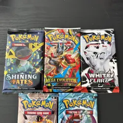 Pokemon TCG Pack Lot Of 5 Packs! Shining Fates, Mega Evolutions, WF, JT, PR - Image 2
