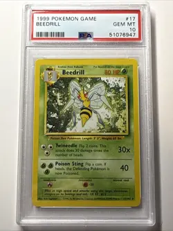 1999 POKEMON BASE SET #17 BEEDRILL PSA 10 GEM MINT - Image 1