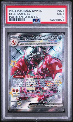 2024 POKEMON SVP EN-SV BLACK STAR PROMO PALDEAN FATES TIN CHARIZARD EX PSA 9 - Image 1