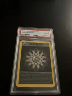 Rainbow Energy Holo Team Rocket PSA 8 2000 WOTC Pokemon Card #17 - Image 1