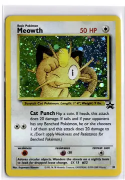 Meowth #10 Black Star Promo Holo Rare Vintage 2000 Pokemon Card - Image 1
