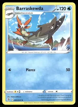 2021 Fusion Strike Set Pokemon Card 083 Barraskewda NM - Image 1