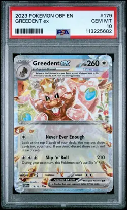 2023 POKEMON OBF EN-OBSIDIAN FLAMES #179 GREEDENT EX PSA 10 - Image 1