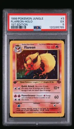 1999 FLAREON-HOLO 1st Edition 3/64 PSA 5 Vintage Pokemon Jungle Rare - Image 1