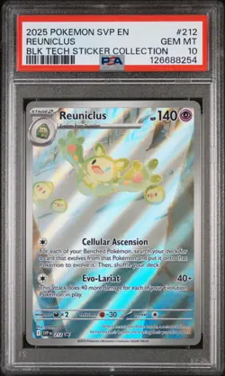 POKEMON BLACK STAR PROMO 212 REUNICLUS BLACK BOLT TECH STICKER PSA 10 - Image 1