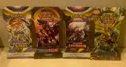 Pokemon Lot 4x Booster Packs - Steam Siege, Lost Origins, Brilliant Stars, Base - Image 1