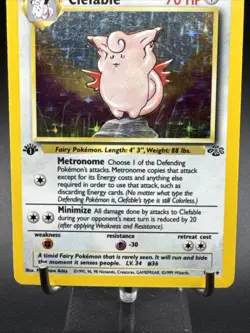 Vintage WOTC 1999 WOTC Pokemon 1st Edition Jungle Set Clefable 1/64 Holo Rare - Image 3