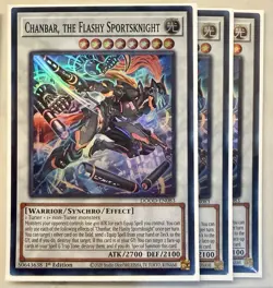 Yugioh! 3x Chanbar, the Flashy Sportsknight DOOD-EN083 Super Rare 1st Ed NM - Image 1