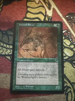 Mtg Magic Tempest Horned Sliver Ink Error Misprint Heavy Blank Ink Card - Image 1