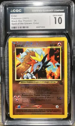 CGC 10 GEM MINT Pokemon Entei 34 Reverse Holo Black Star Promo Card - Image 1