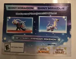Shiny Koraidon & Miraidon Pokemon Scarlet Violet Code Card - Gamestop - Image 1