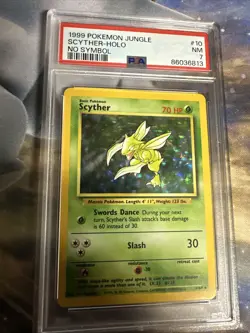 PSA 7 SCYTHER 10/64 Jungle No Symbol Holo Rare 1999 Pokemon Card NM - Image 1
