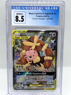 M Lopunny Jigglypuff GX 226/236 Cosmic Eclipse Alt Art Pokemon Card CGC 8.5 NM/M - Image 1
