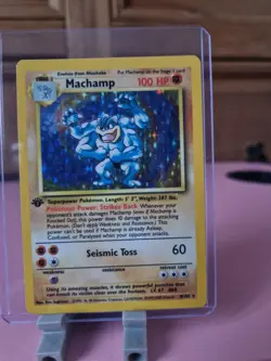 Pokemon TCG Machamp 1st Edition Holo Rare Card Base Set 8/102 - Image 1