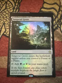 Mtg Magic Misprint Error Foil Ixalan Sunpetal Grove Misprint Twisted Miscut Card - Image 1