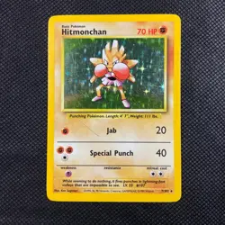 Pokemon Hitmonchan 7/102 Base Set Holo Card 1999 - Heavy Play - Image 1