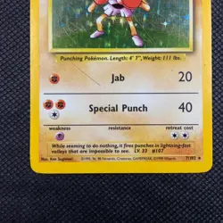 Pokemon Hitmonchan 7/102 Base Set Holo Card 1999 - Heavy Play - Image 3