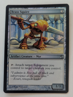 Magic Mtg FOIL Mirrodin Besieged Brass Squire near mint - Image 1