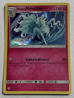 Pokemon Cosmic Eclipse Alolan Ninetales 145/236 Holo Rare NM - Image 1
