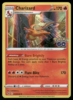 Charizard 010/078 Holo Rare Holo NM Pokemon Pokemon GO - Image 1