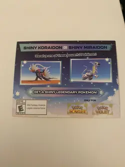 Shiny Koraidon Or Miraidon Pokemon Scarlet Violet Code Card Unscratched Gamestop - Image 1