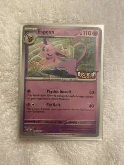 Pokemon TCG Espeon Best Buy Promo 086/197 Obsidian Flames ￼Reverse Holo “Good” - Image 1