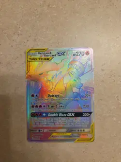 Reshiram & Charizard GX 217 Unbroken Bonds Secret Rainbow Rare Pokemon NM - Image 1