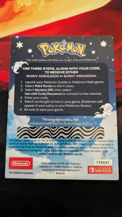 Shiny Koraidon & Miraidon Pokemon Scarlet Violet Code Card - Gamestop - Image 2