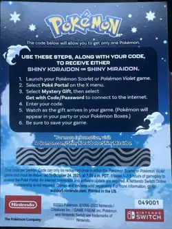Shiny Koraidon Or Shiny Miraido GameStop Code Card - Image 2