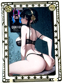 Goddess Story: Yor Forger Non Serial Metal Anime Waifu CCG Trading Card - Damage - Image 1