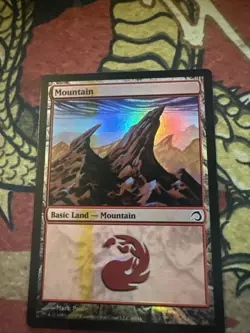 Mtg Magic Premium Sliver Deck Foil Mountain Yellow Ink Error Misprint Card - Image 1