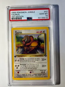 1999 Pokemon Jungle 1st Edition - Tauros #27 - PSA 10 Gem Mint - Image 1