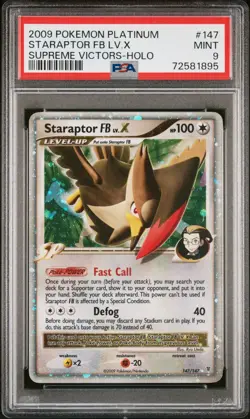 2009 POKEMON PLATINUM SUPREME VICTORS #147 STARAPTOR FB LV.X-HOLO PSA 9 - Image 1