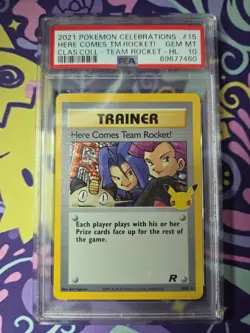 Pokemon TCG Celebrations Classic Collection Here Comes Team Rocket! 15 PSA 10 - Image 1