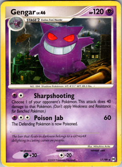Pokemon TCG Gengar 17/99 Platimum Arceus Regular Non Holo Rare MP - Image 1