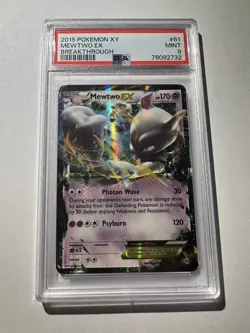 2015 Pokemon XY Mewtwo EX 61/162 Breakthrough MT PSA 9 - Image 1