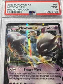 2015 Pokemon XY Mewtwo EX 61/162 Breakthrough MT PSA 9 - Image 2