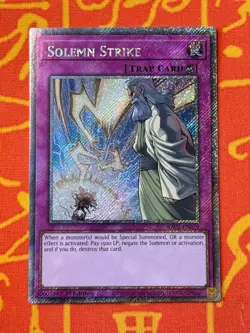 YUGIOH SOLEMN STRIKE PLATINUM SECRET RARE NM RA02-EN079 - Image 1