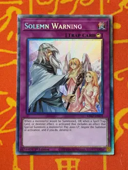 YUGIOH SOLEMN WARNING COLLECTORS RARE NM RA02-EN078 - Image 1